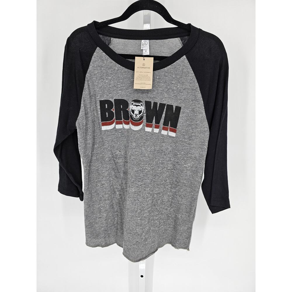 NWT ALTERNATIVE Grey Heathered Brown University Long Sleeve T-Shirt Size M